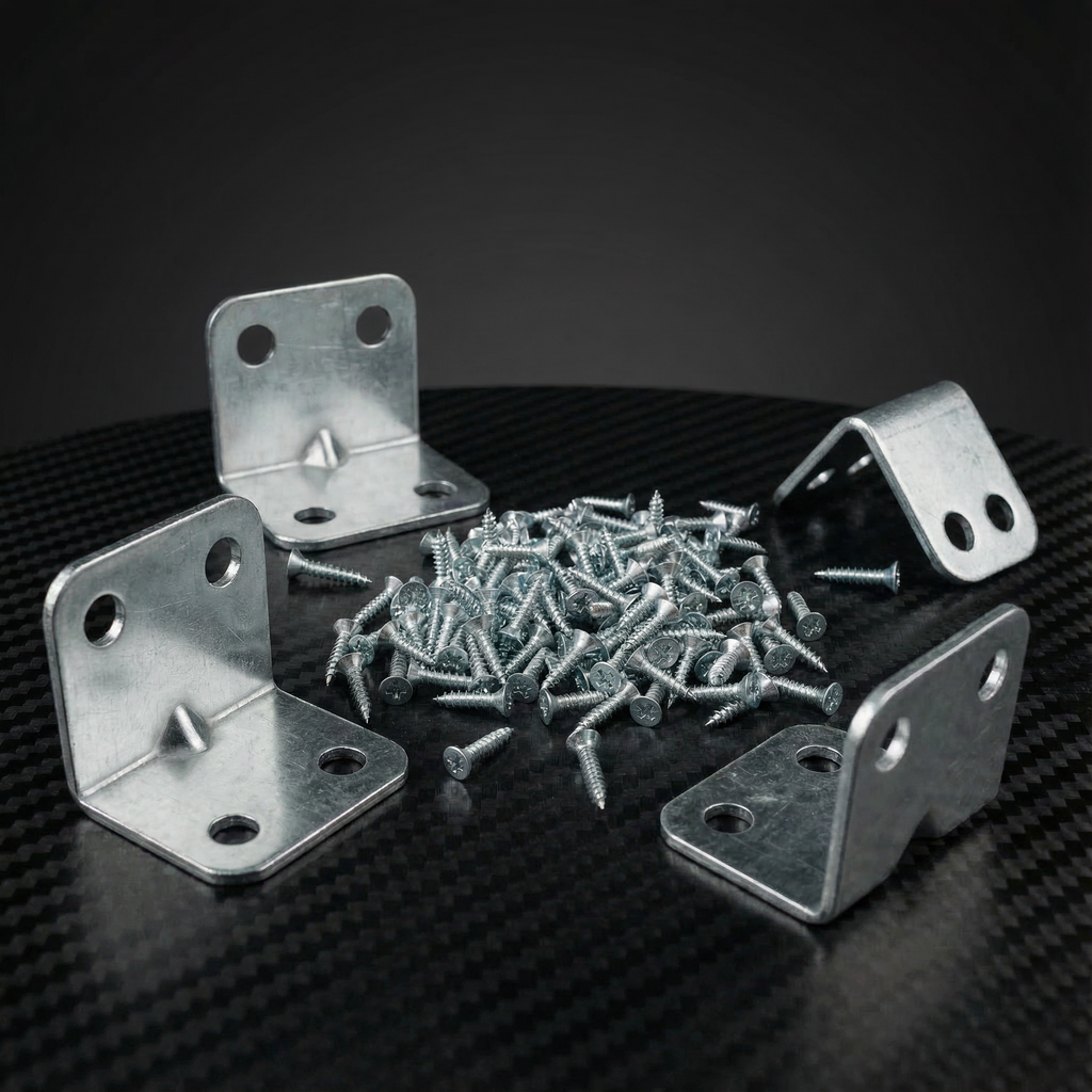 4-Hole L-Shaped Reinforced Corner Bracket, 1.4mm | Heavy-Duty Iron Support