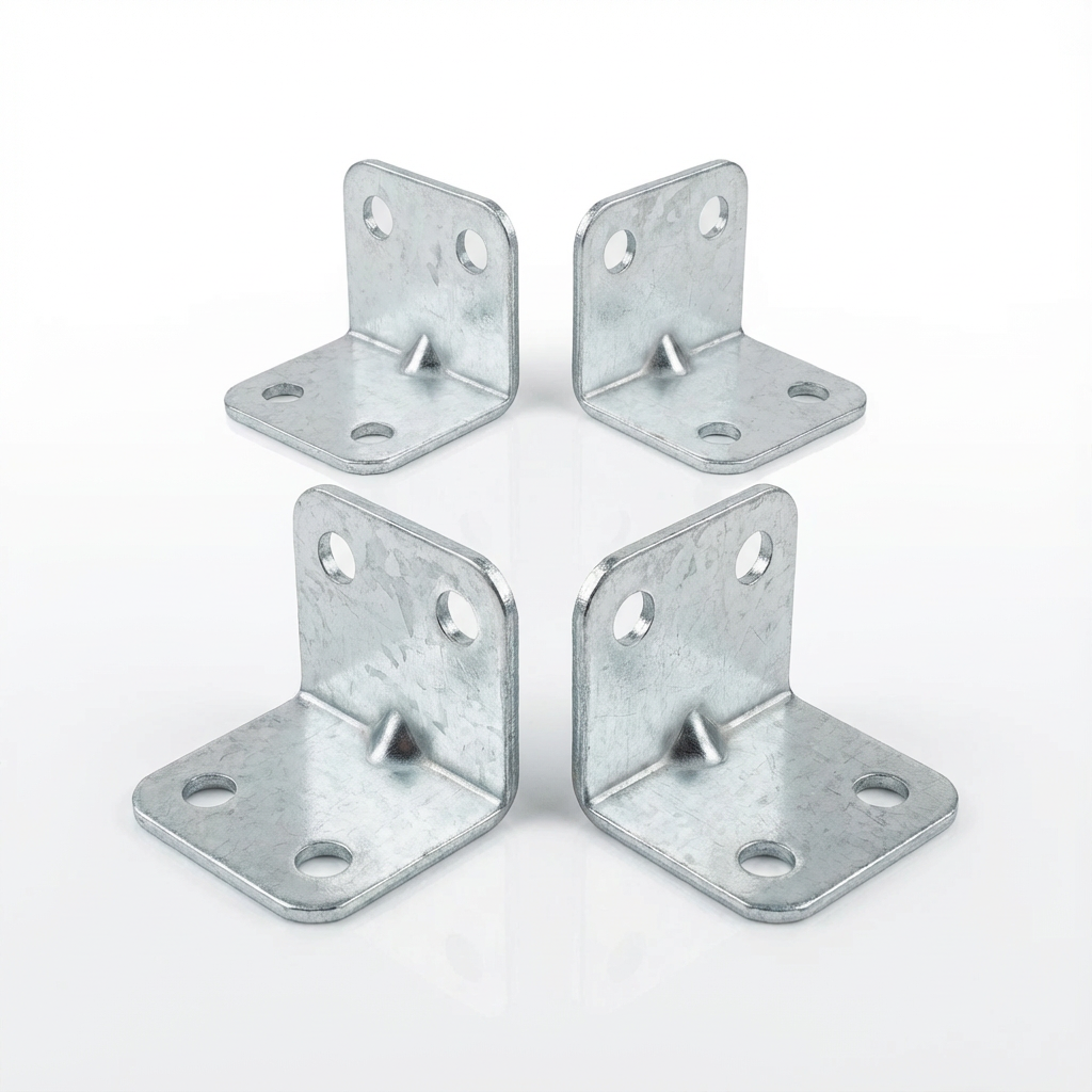 4-Hole L-Shaped Reinforced Corner Bracket, 1.4mm | Heavy-Duty Iron Support