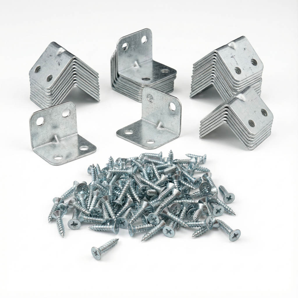 4-Hole L-Shaped Reinforced Corner Bracket, 1.4mm | Heavy-Duty Iron Support