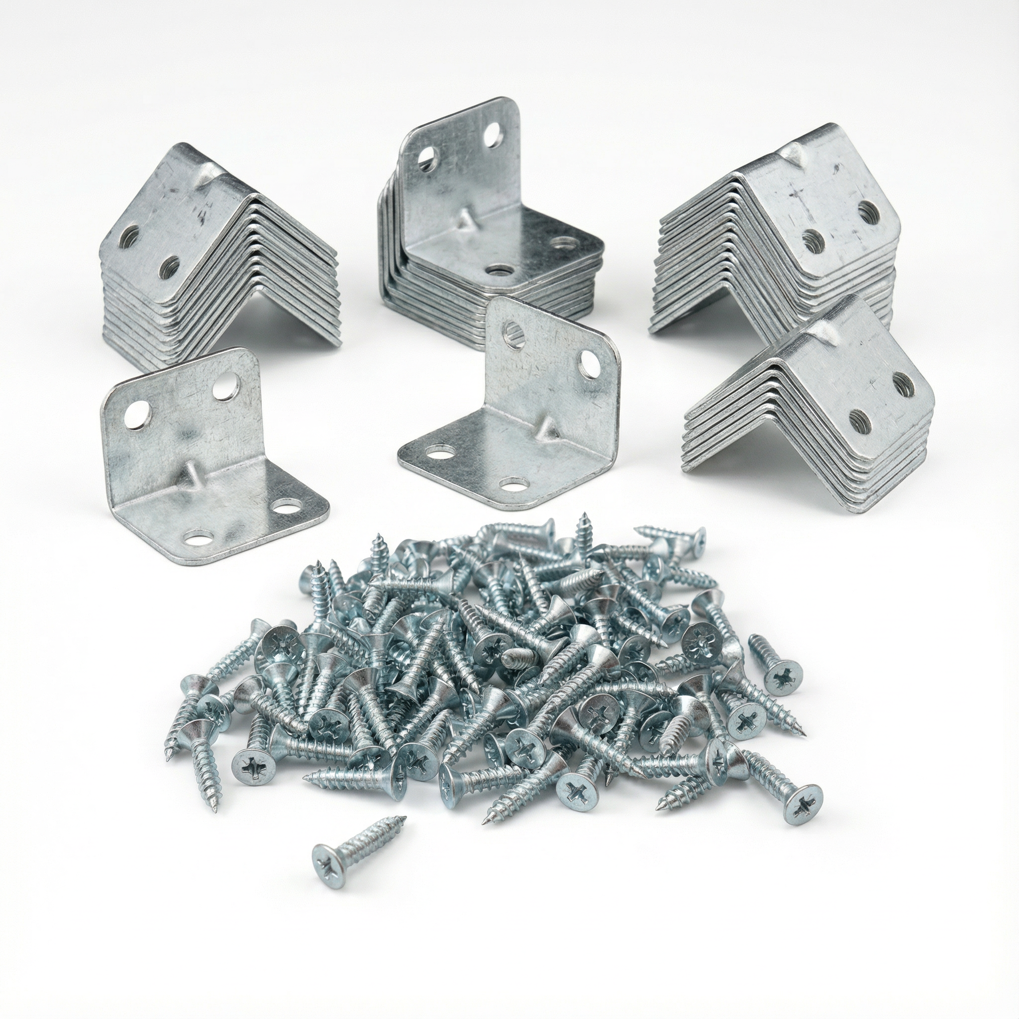 4-Hole L-Shaped Reinforced Corner Bracket, 1.4mm | Heavy-Duty Iron Support