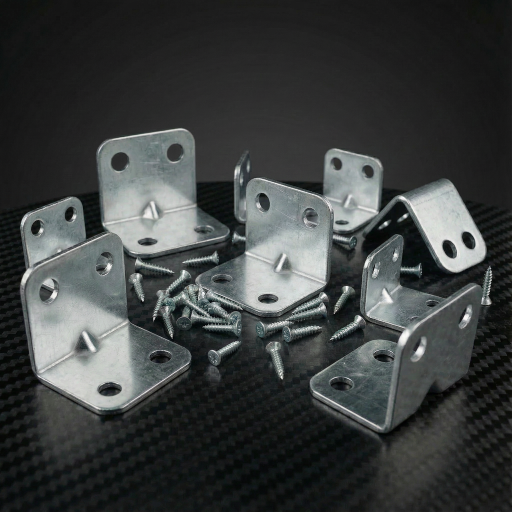 4-Hole L-Shaped Reinforced Corner Bracket, 1.4mm | Heavy-Duty Iron Support